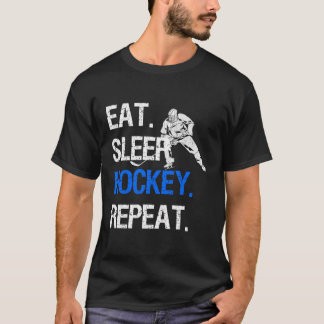 Eat Sleep Hockey Repeat Distressed Hockey Lover Pl T-Shirt