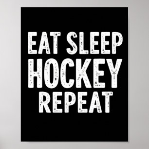 Eat Sleep Hockey Repeat Festive Winter Sports Fun Poster
