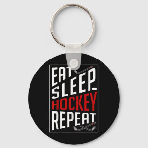Eat Sleep Hockey Repeat Field Ice Hockey Players F Key Ring
