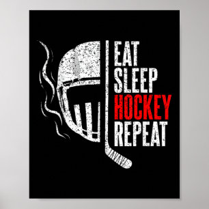 Eat Sleep Hockey Repeat Funny Hockey Poster