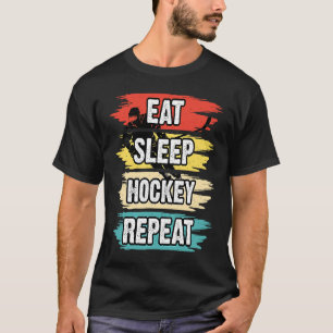 Eat Sleep Hockey Repeat Funny Ice Hockey Frisbee L T-Shirt