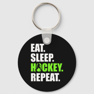 Eat Sleep Hockey Repeat Funny Ice Hockey Players L Key Ring