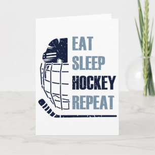 Eat Sleep Hockey Repeat Funny Mask Stick Ice Hokey Card