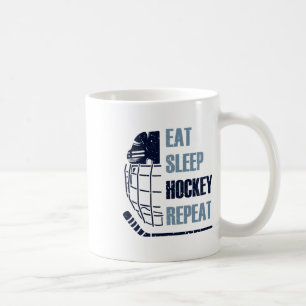 Eat Sleep Hockey Repeat Funny Mask Stick Ice Hokey Coffee Mug