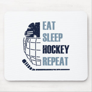 Eat Sleep Hockey Repeat Funny Mask Stick Ice Hokey Mouse Mat