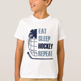 Eat Sleep Hockey Repeat Funny Mask Stick Ice Hokey T-Shirt