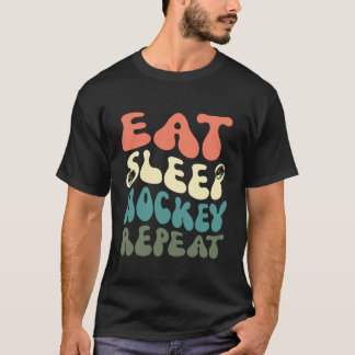 Eat Sleep Hockey Repeat funny retro vintage T-Shirt