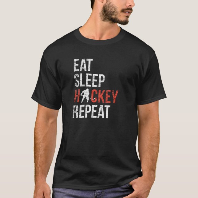 Eat Sleep Hockey Repeat Gift For Youth T-Shirt (Front)