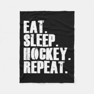 Eat Sleep Hockey Repeat Gift Shirt Men Fleece Blanket