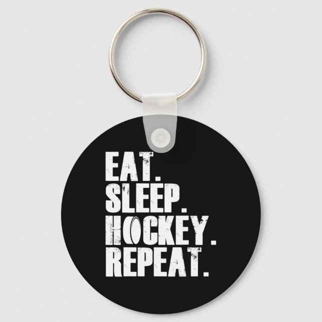Eat Sleep Hockey Repeat Gift Shirt Men  Key Ring (Front)