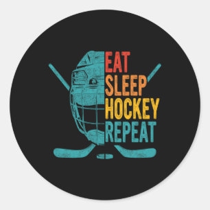 Eat Sleep Hockey Repeat Hockey Fun Ice Hockey  Classic Round Sticker