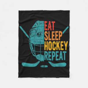 Eat Sleep Hockey Repeat Hockey Fun Ice Hockey  Fleece Blanket