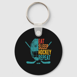 Eat Sleep Hockey Repeat Hockey Fun Ice Hockey  Key Ring