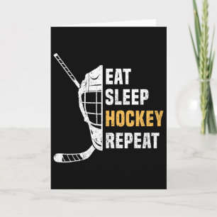 Eat Sleep Hockey Repeat Hockey Funny Ice Hockey  Card