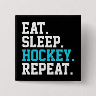 Eat Sleep Hockey Repeat -Hockey Lovers 15 Cm Square Badge