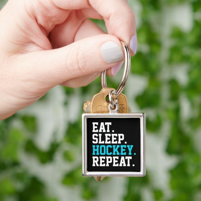 Eat Sleep Hockey Repeat -Hockey Lovers   Key Ring (Hand)