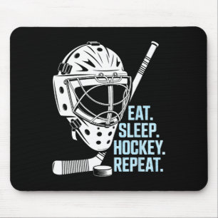 Eat Sleep Hockey Repeat Hockey Mask Stick Sports F Mouse Mat