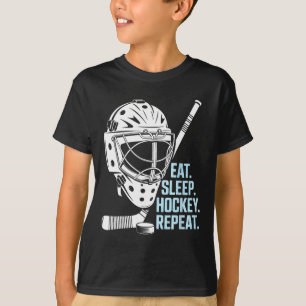 Eat Sleep Hockey Repeat Hockey Mask Stick Sports F T-Shirt