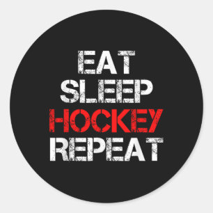Eat Sleep Hockey Repeat Ice Field Skating Canada _ Classic Round Sticker