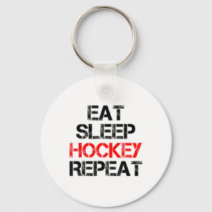 Eat Sleep Hockey Repeat Ice Field Skating Canada Key Ring