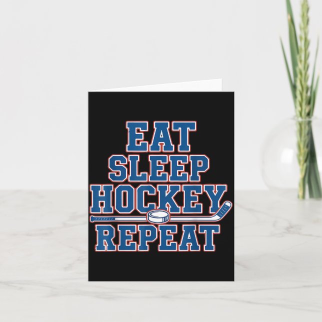 Eat Sleep Hockey Repeat Ice Hockey For Teens Kids  Card (Front)