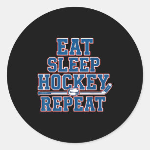 Eat Sleep Hockey Repeat Ice Hockey For Teens Kids  Classic Round Sticker