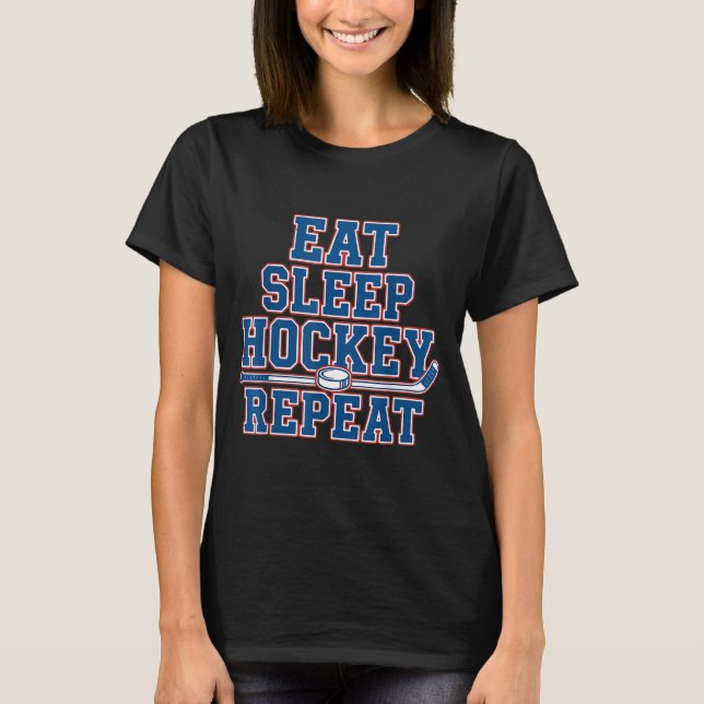 Eat Sleep Hockey Repeat Ice Hockey For Teens Kids  T-Shirt (Front)
