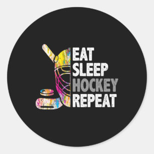 Eat Sleep Hockey Repeat Ice Hockey Lovers Kids You Classic Round Sticker