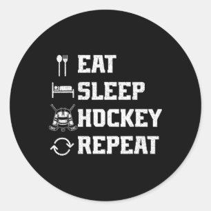 Eat Sleep Hockey Repeat Ice Hockey Player Puck Ice Classic Round Sticker
