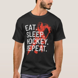Eat Sleep Hockey Repeat Ice Hockey Player Retro Vi T-Shirt