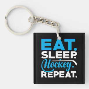 Eat Sleep Hockey Repeat Key Ring