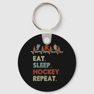 Eat Sleep Hockey Repeat Lifestyle Focus Key Ring