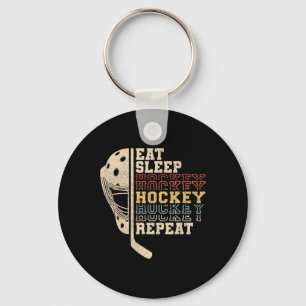 Eat Sleep Hockey Repeat Men Boys Kid Funny Ice Hoc Key Ring