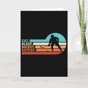 Eat Sleep Hockey Repeat Retro Ice Hockey Player Me Card