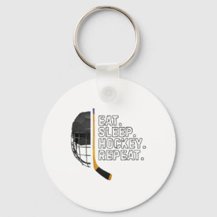 Eat Sleep Hockey Repeat Shirt Funny Cool Hockey Pl Key Ring