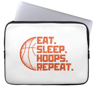 Eat Sleep Hoops Repeat Basketball Funny Quotes Laptop Sleeve