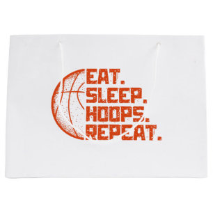 Eat Sleep Hoops Repeat Basketball Funny Quotes  Large Gift Bag