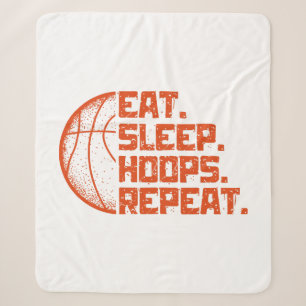 Eat Sleep Hoops Repeat Basketball Funny Quotes Sherpa Blanket