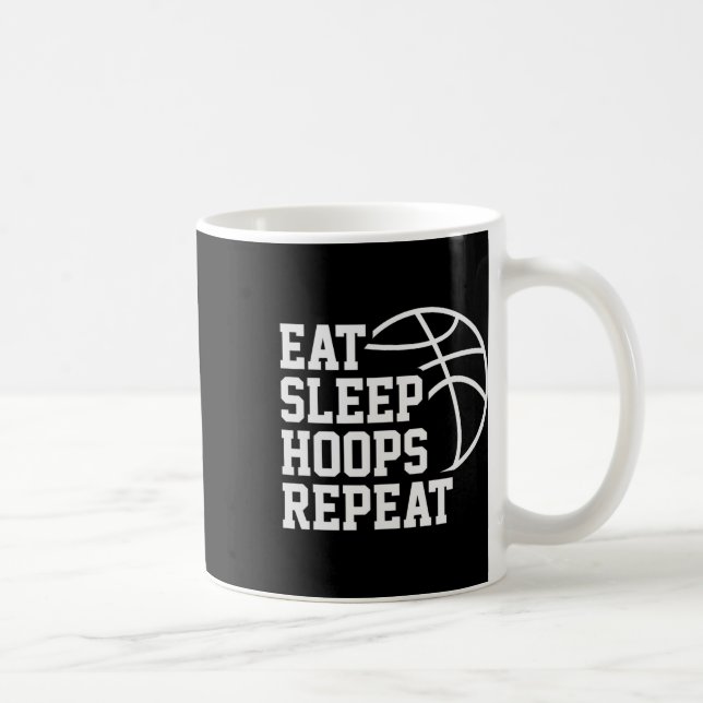 Eat Sleep Hoops Repeat Funny Saying Quote Sketll  Coffee Mug (Right)