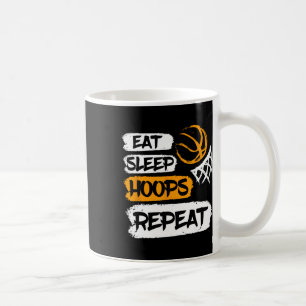 Eat Sleep Hoops Repeat Vintage Bysketbyll Saying A Coffee Mug