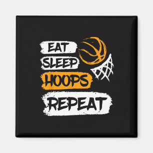 Eat Sleep Hoops Repeat Vintage Bysketbyll Saying A Magnet