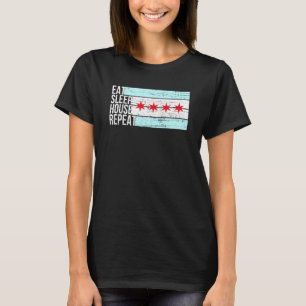 Eat Sleep House Music - Chicago Flag Dj Edm Vintag T-Shirt