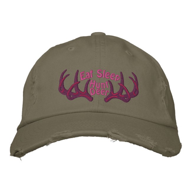 Eat Sleep Hunt Deer Embroidered Hat (Front)