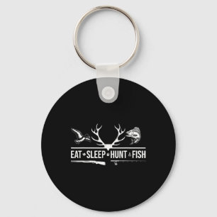 Eat Sleep Hunt Fish Funny Hunting Fishing Graphic  Key Ring