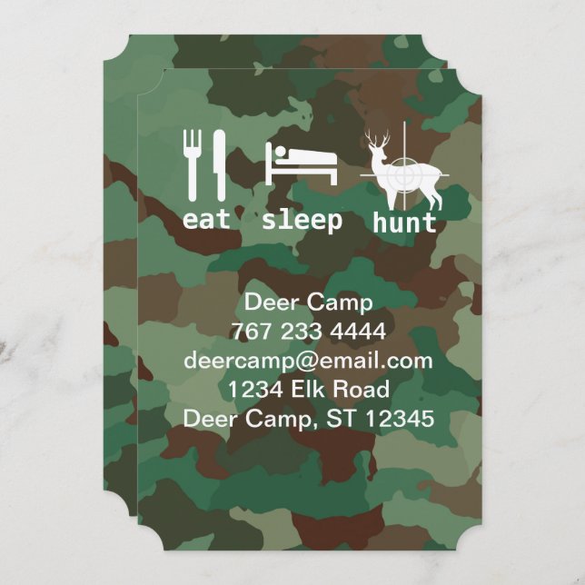 Eat Sleep Hunt Hunting Camouflage  Stationery Invitation (Front/Back)