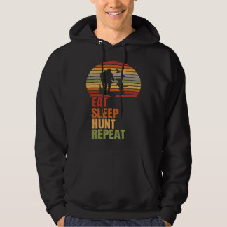 Eat Sleep Hunt Repeat Retro Adventure Hunting Hoodie