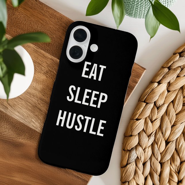 Eat Sleep Hustle | Black and White Typography Case-Mate iPhone Case (Creator Uploaded)