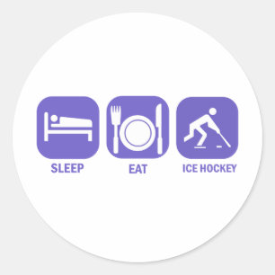 eat sleep ice hockey classic round sticker