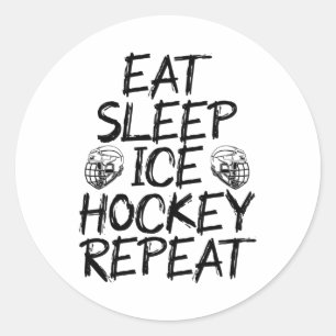 eat sleep ice hockey repeat classic round sticker