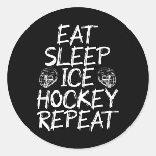 eat sleep ice hockey repeat classic round sticker